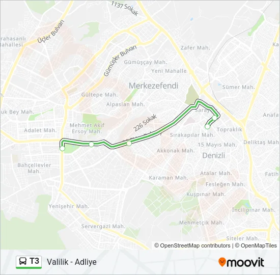 T3 Bus Line Map