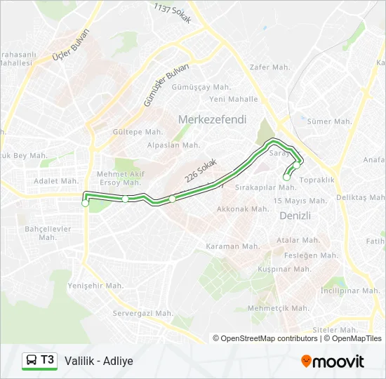 T3 Bus Line Map