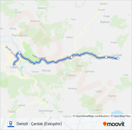 PAMUKKALE EKSPRESI Train Line Map