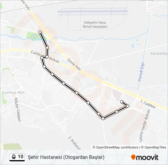 10 tramvay Hattı Haritası