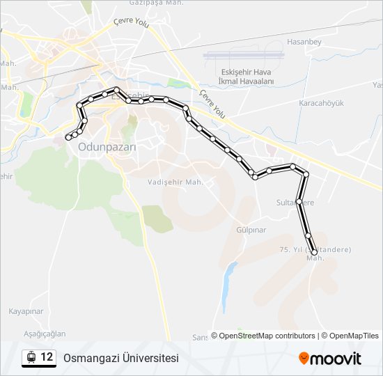 12 tramvay Hattı Haritası