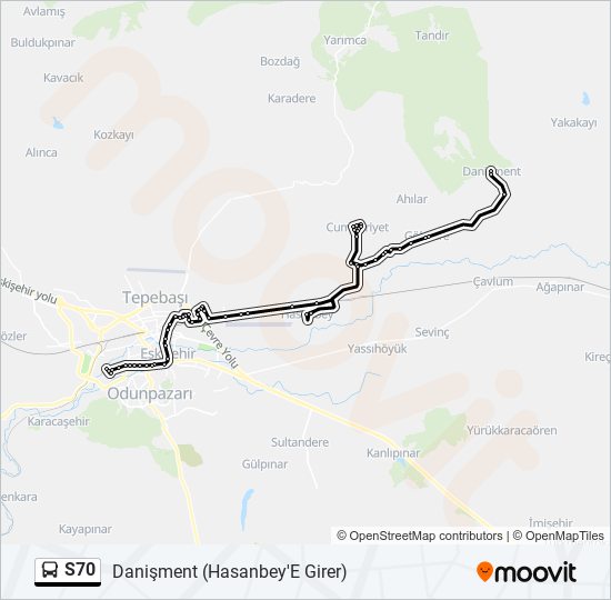 S70 otobüs Hattı Haritası