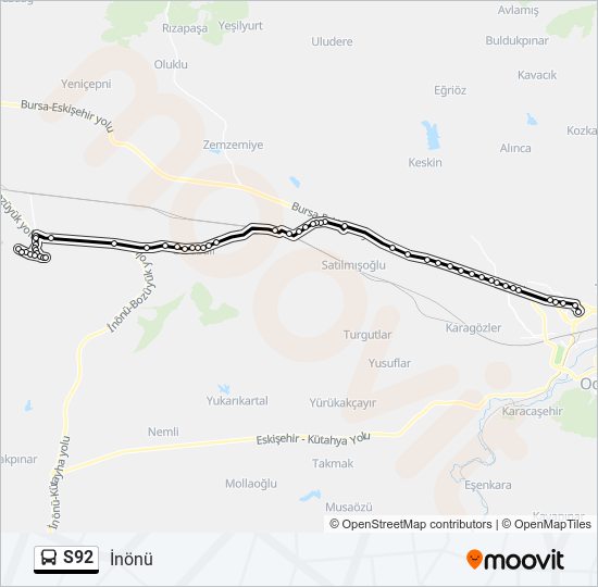 S92 bus Line Map