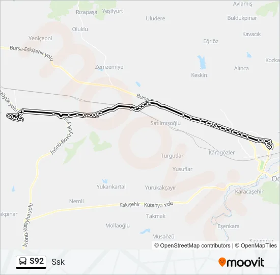 S92 Bus Line Map
