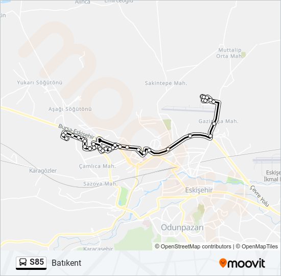 S85 bus Line Map