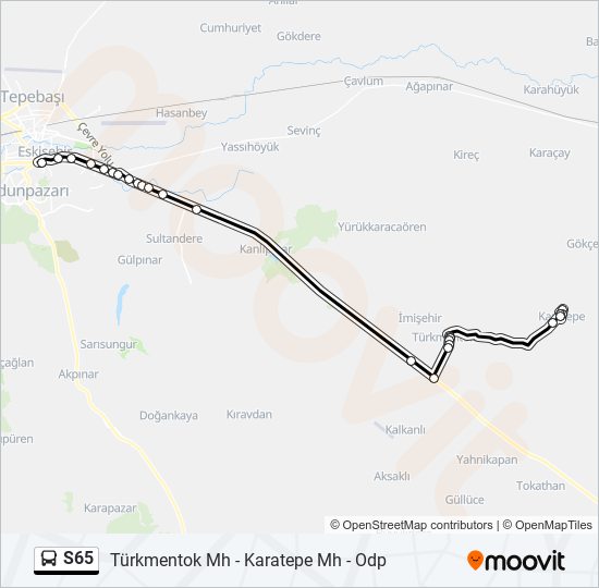 S65 otobüs Hattı Haritası