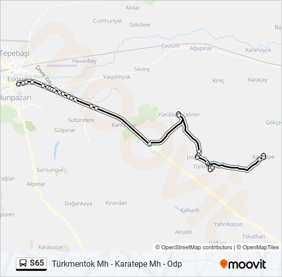 S65 otobüs Hattı Haritası