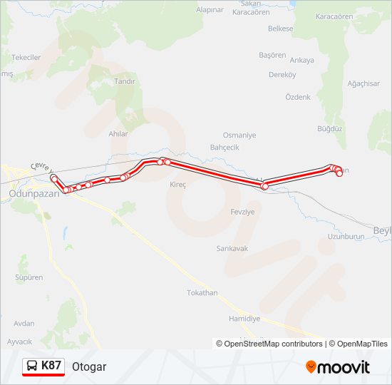 K87 bus Line Map