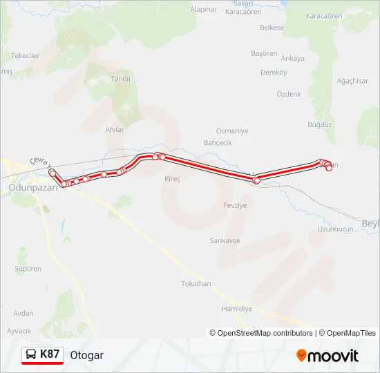 K87 Bus Line Map