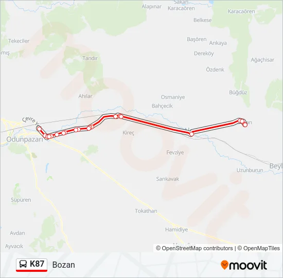 K87 Bus Line Map