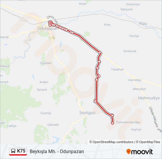 K75 otobüs Hattı Haritası