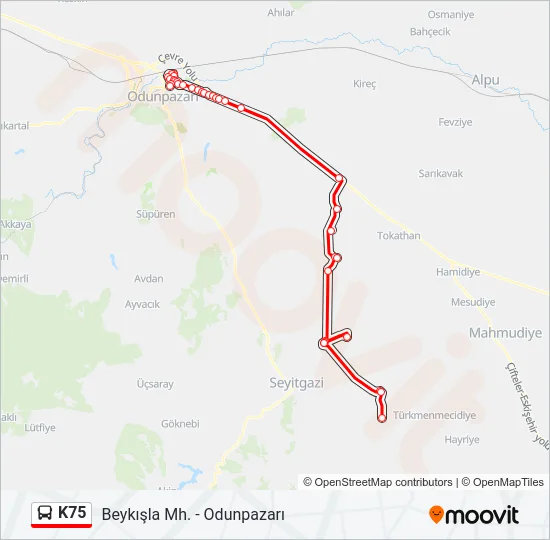 K75 Bus Line Map