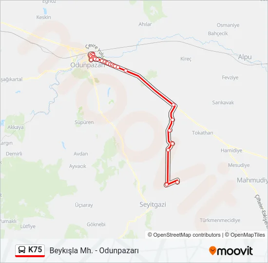 K75 Bus Line Map