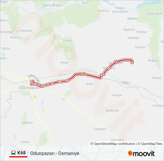 K68 Bus Line Map
