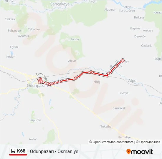 K68 Bus Line Map