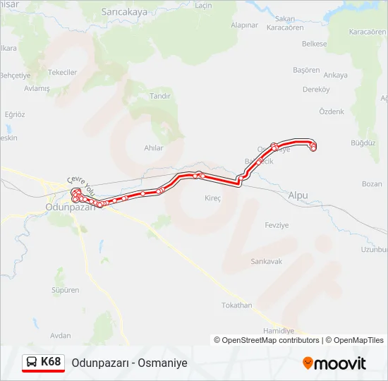 K68 Bus Line Map