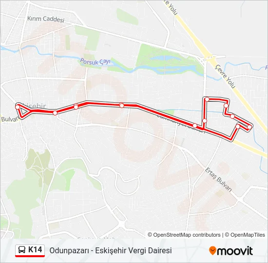 K14 Bus Line Map