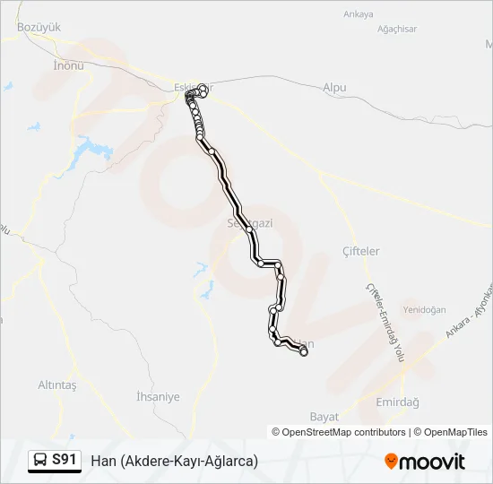 S91 Bus Line Map
