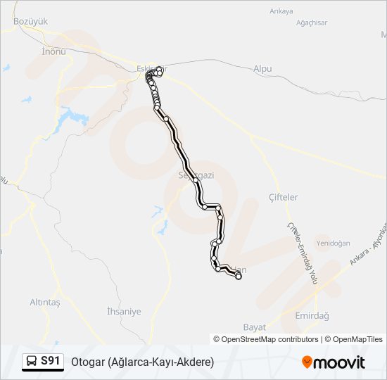 S91 bus Line Map