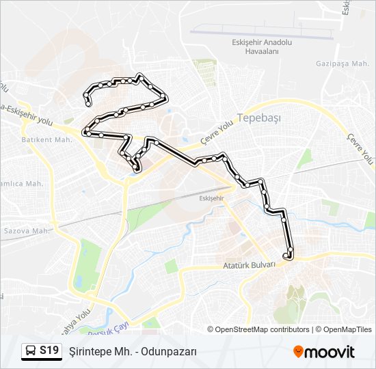 S19 otobüs Hattı Haritası