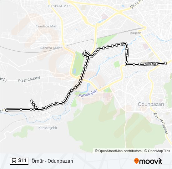 S11 otobüs Hattı Haritası