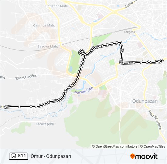 S11 otobüs Hattı Haritası