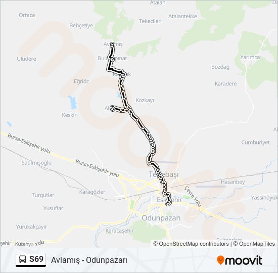 S69 otobüs Hattı Haritası