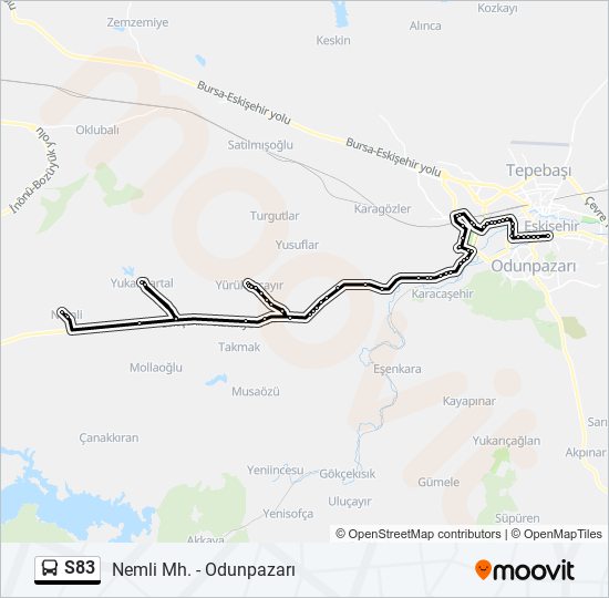 S83 otobüs Hattı Haritası