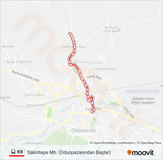 K8 Bus Line Map