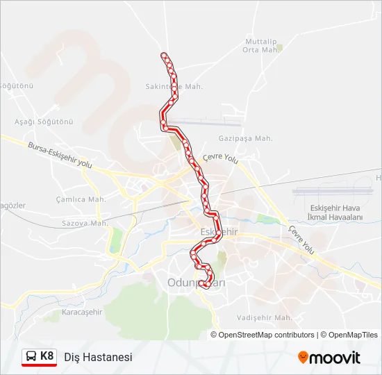 K8 Bus Line Map