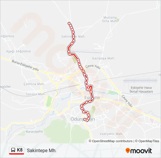K8 Bus Line Map
