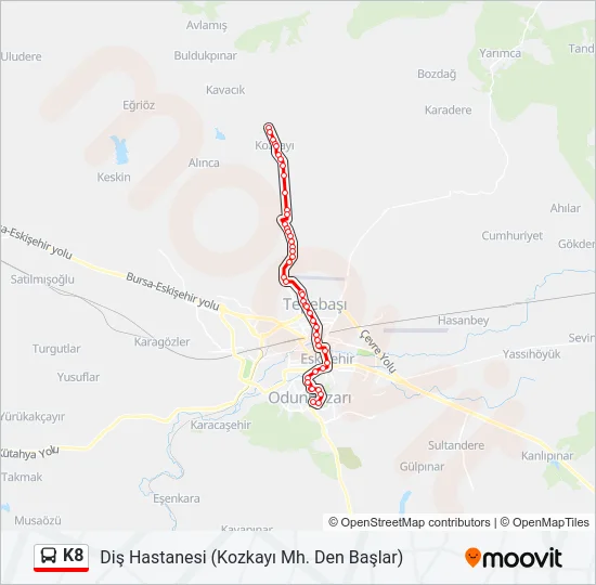 K8 Bus Line Map