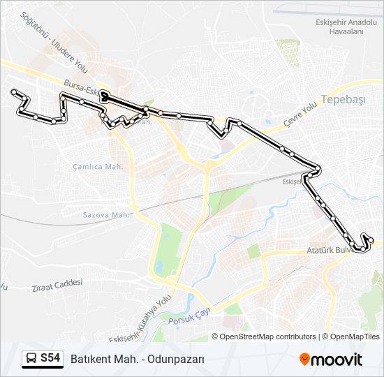 S54 bus Line Map