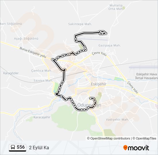 S56 otobüs Hattı Haritası