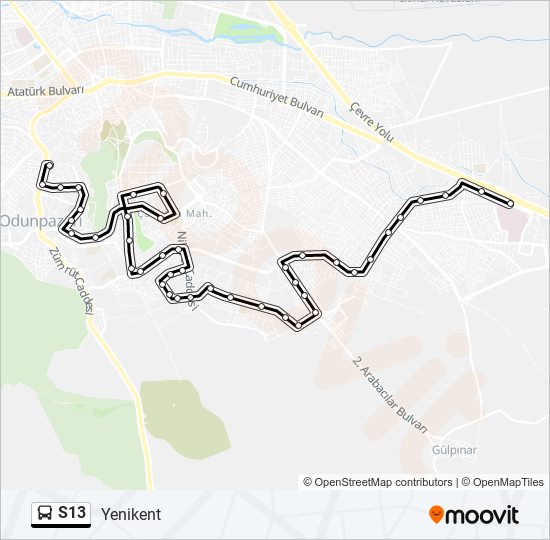 S13 bus Line Map