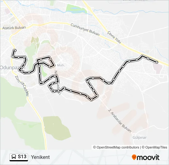 S13 Bus Line Map
