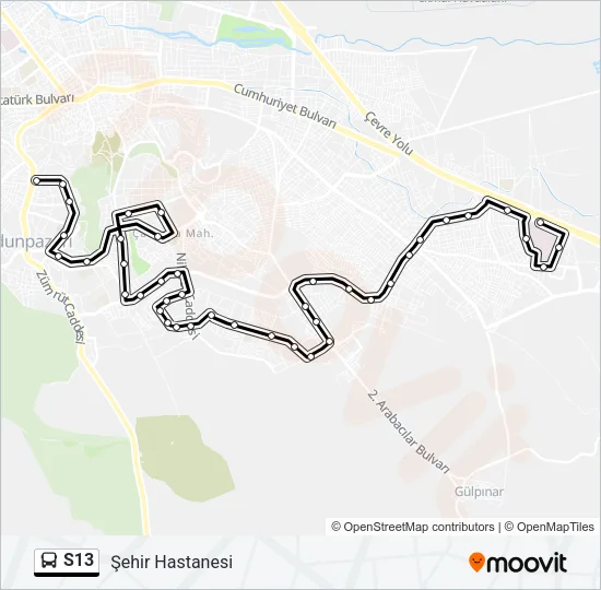 S13 Bus Line Map