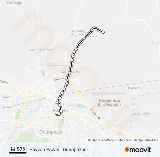 S76 otobüs Hattı Haritası