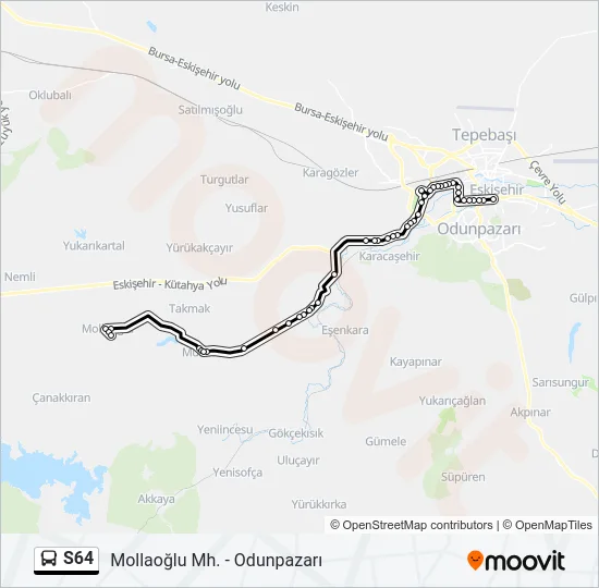 S64 Bus Line Map