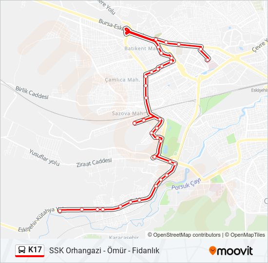 K17 bus Line Map