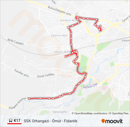 K17 bus Line Map