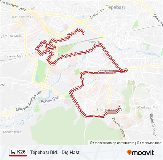 K26 bus Line Map