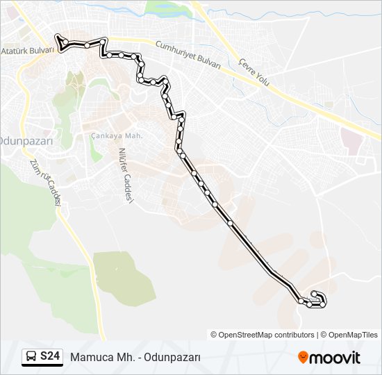 S24 otobüs Hattı Haritası