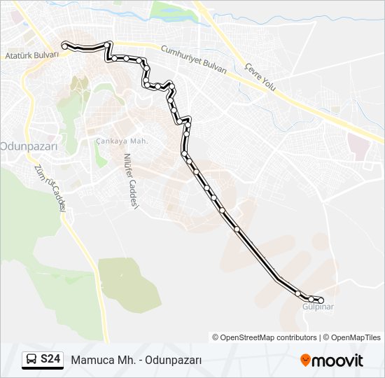 S24 otobüs Hattı Haritası