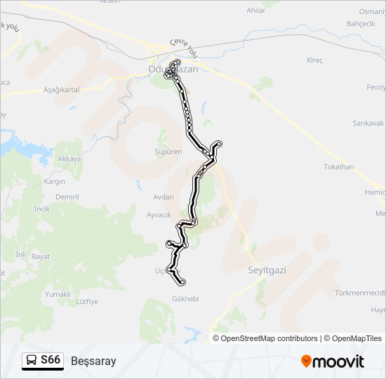 S66 bus Line Map