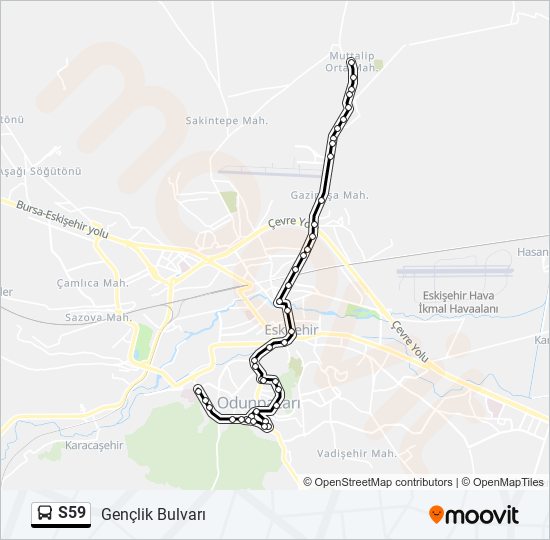 S59 otobüs Hattı Haritası
