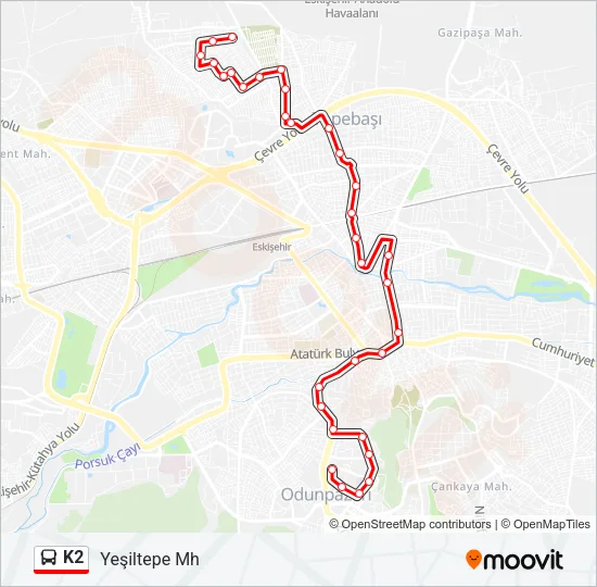 K2 Bus Line Map
