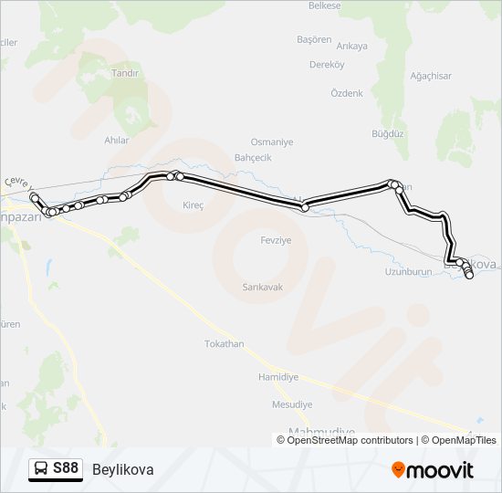S88 bus Line Map