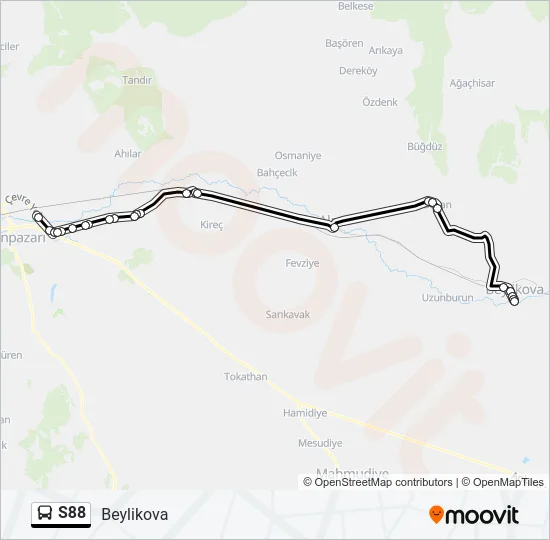 S88 Bus Line Map
