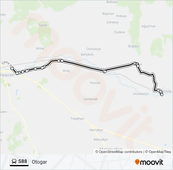 S88 Bus Line Map
